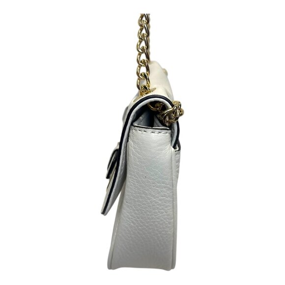 Michael Kors Hamilton small leather flap shoulder bag in white/vanilla - Picture 3 of 7